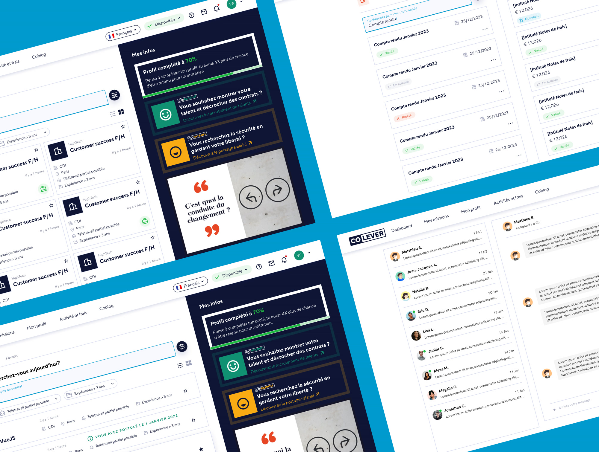 Interfaces du projet Colever
