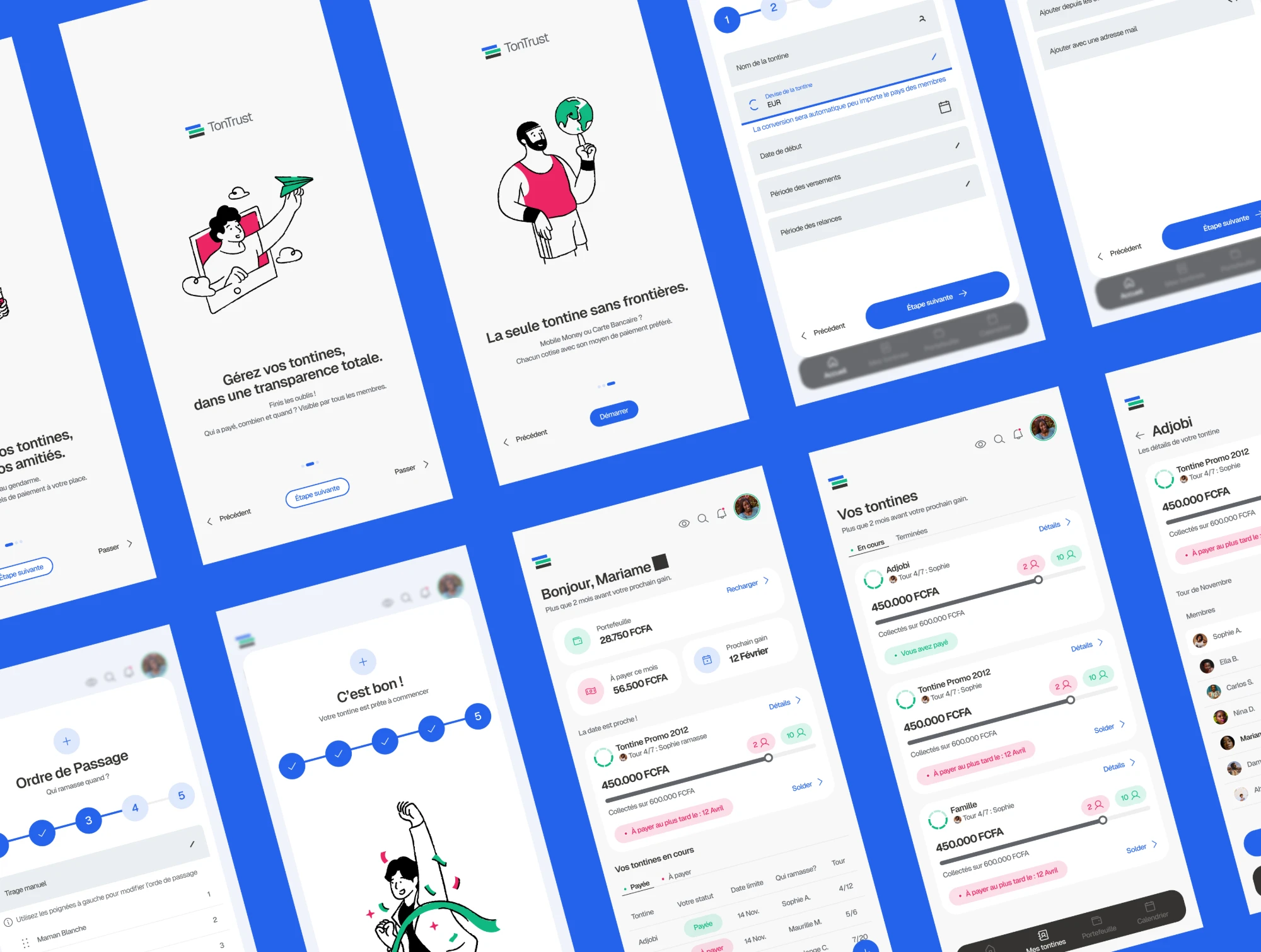 Interfaces de l’application TonTrust